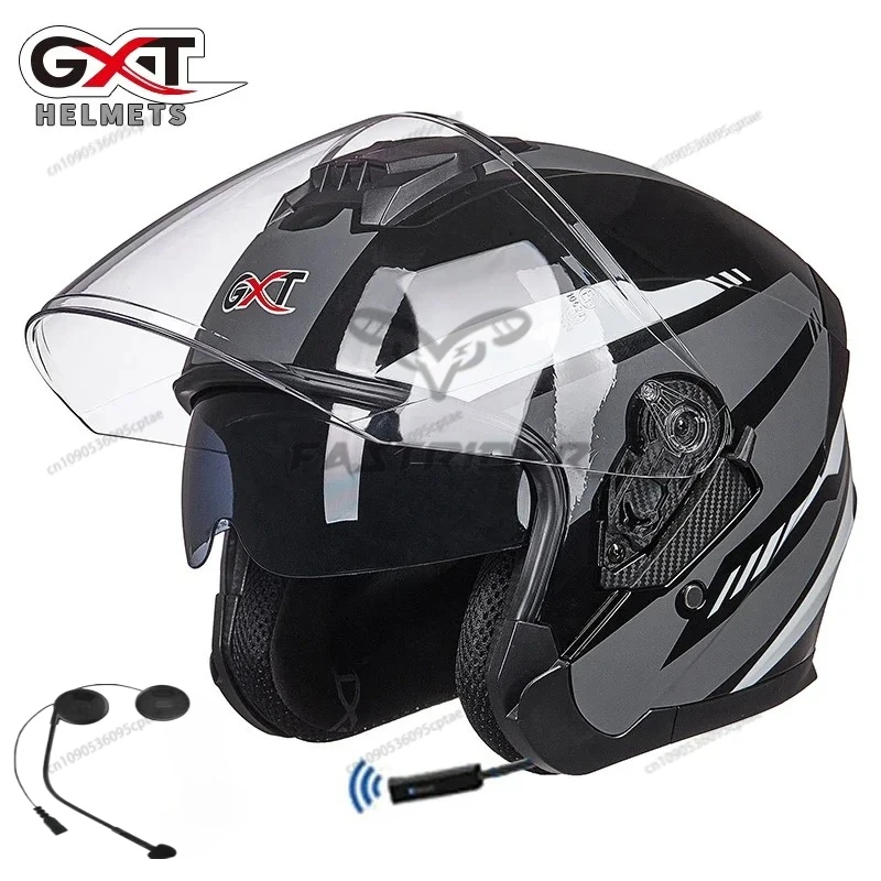 Full Face Motorcycle Helmet With Bluetooth - GXT Headset Helm Sepeda Motor Speaker