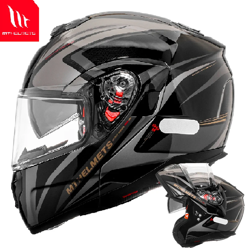 Full Face Motorcycle Helmet With Bluetooth - Helm Sepeda Motor Flip Up MT