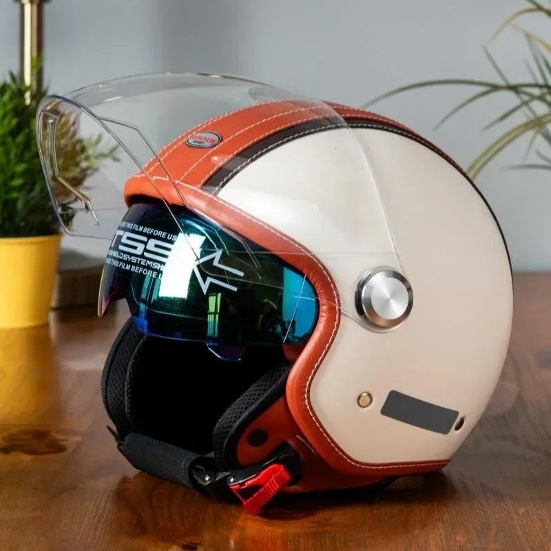 Helm Motor Kulit Klasik Model  - Vintage Open Face Retro Helmet ulasan dan harga